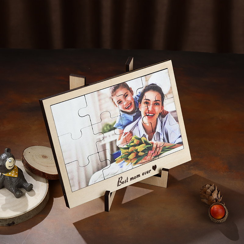 Regalo personalizzato con cornice in legno per foto puzzle con foto  personalizzata