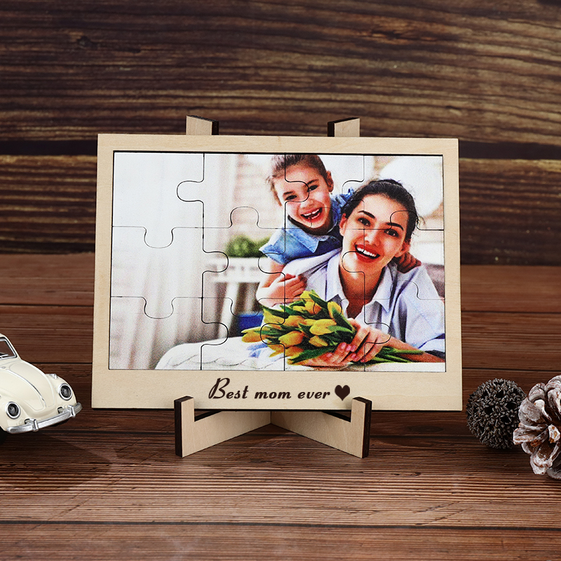 Regalo personalizzato con cornice in legno per foto puzzle con foto  personalizzata