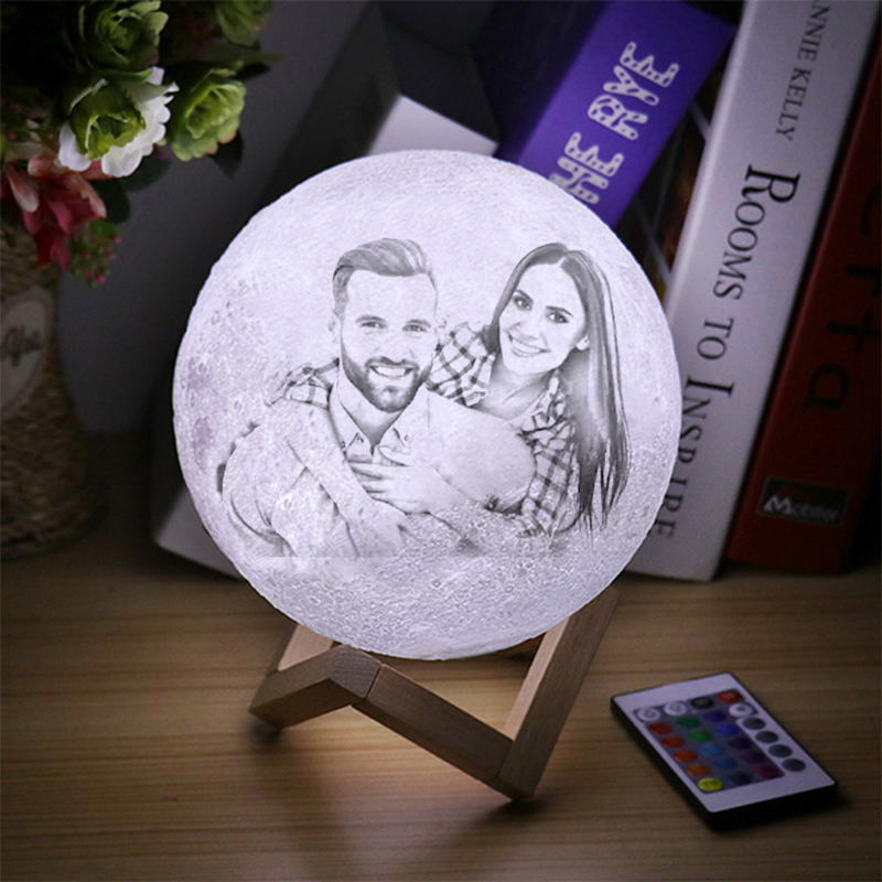 yky Lampada personalizzata con foto famiglia,lampada luna personalizzata  con foto,lampada con foto personalizzata, regalo ragazza (3 colori,18cm)